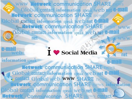 社交网络的主题显示各种文字连接到社会媒体