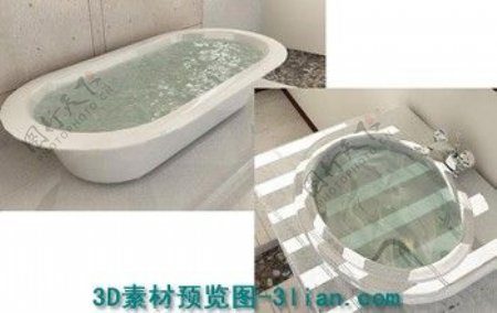 洗手盆与浴缸3D模型