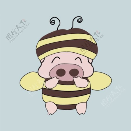 印花矢量图可爱卡通卡通动物麦兜蜜蜂免费素材