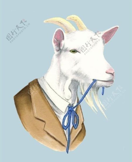 位图插画动物山羊色彩免费素材