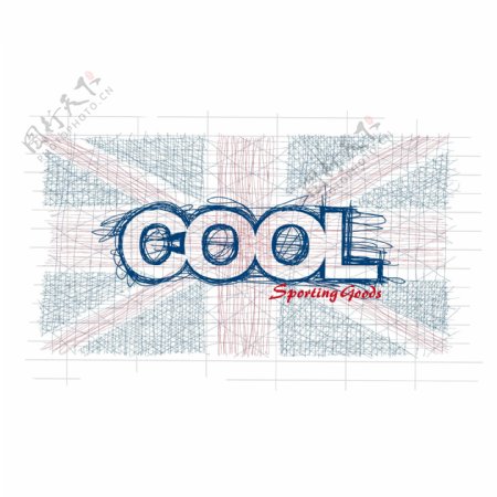 印花矢量图T恤图案图文结合标记英国国旗免费素材