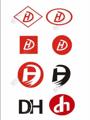 dh字母logo图片