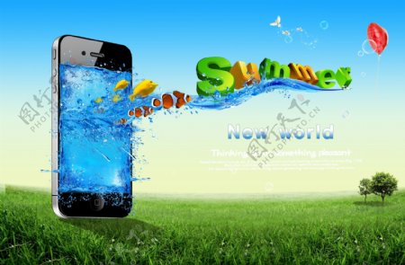 夏季手机促销海报模版