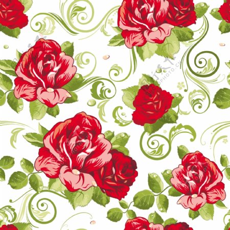 矢量绚丽玫瑰花朵彩绘图片