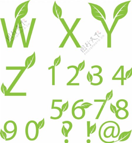 绿叶装饰字体矢量素材