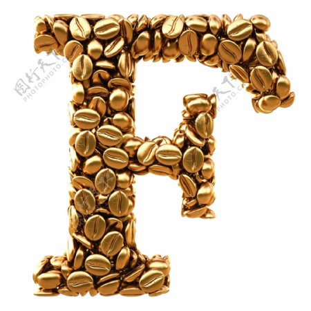 金色咖啡豆f字母图片