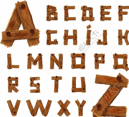 木板字母图片