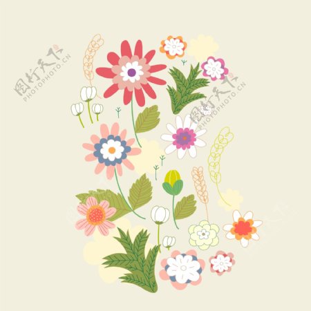印花矢量图植物花朵卡通女童免费素材