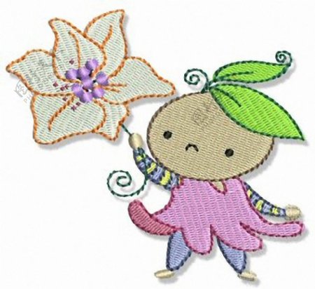 印花矢量图童装卡通形象植物娃娃免费素材