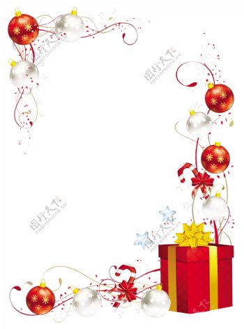 红白色的圣诞礼物糖果canebauble垂直框架
