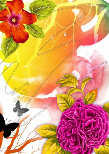 花纹花朵时尚背景底纹边框韩国花纹图库2psd分层素材源文件