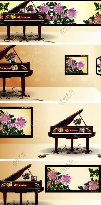 古典钢琴矢量图图片