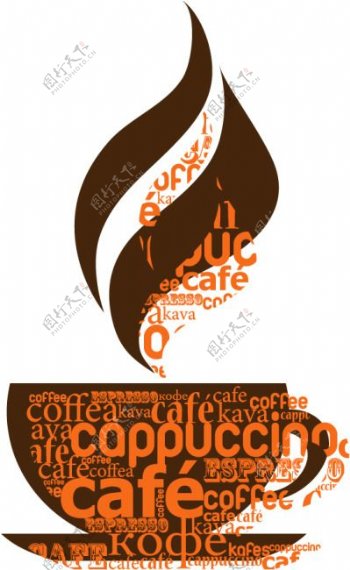 矢量创意咖啡字母图形海报