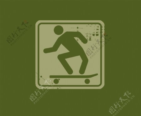 印花矢量图人物滑板橄榄绿色免费素材