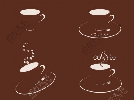 咖啡剪影素材图片