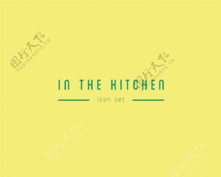 绿色厨房餐具线矢量图标