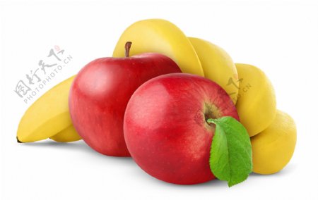 红彤彤的苹果跟黄橙橙的香蕉高清图