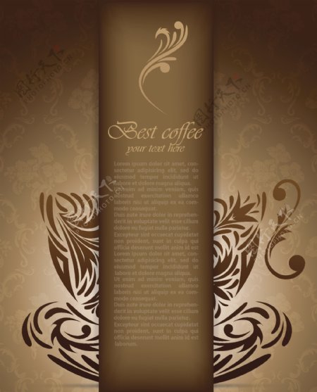 矢量咖啡欧式花纹背景图片