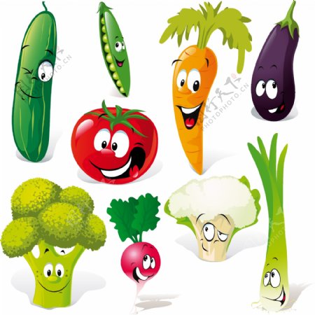 卡通蔬菜表情01矢量素材