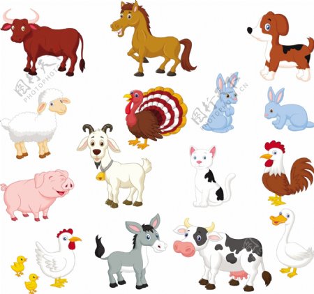 15款卡通家畜动物矢量素材