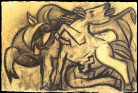 1934Chevalettaureau西班牙画家巴勃罗毕加索抽象油画人物人体油画装饰画