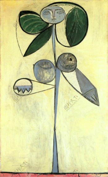 1946LafemmefleurFran鍣奿seGilot1西班牙画家巴勃罗毕加索抽象油画人物人体油画装饰画