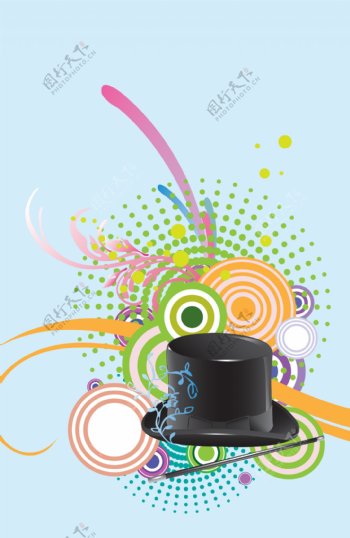 魔术帽时尚装饰图案PSD分层素材