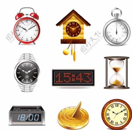 时钟与计时图标矢量素材