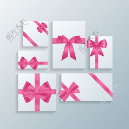 粉色蝴蝶结装饰卡片矢量图