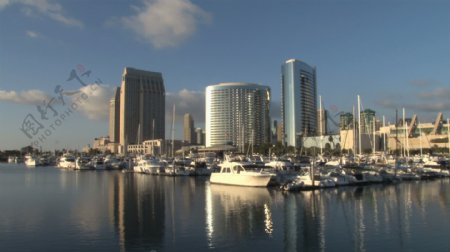 圣迭戈港船和游艇在背景的股票视频天涯视频免费下载