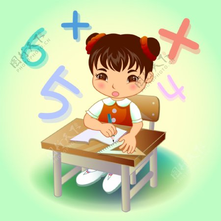 学习数学的女孩图片