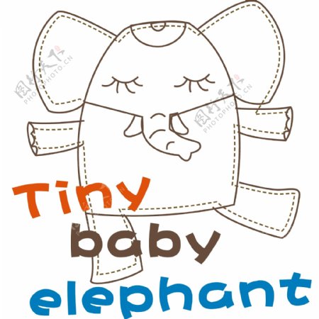 印花矢量图婴童英文大象色彩免费素材