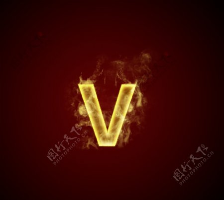 火焰字字母V