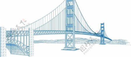 素描金门大桥图片