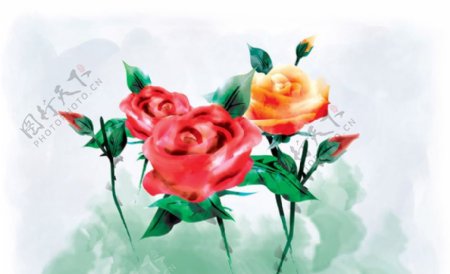 位图植物图案写意花卉花朵玫瑰花免费素材