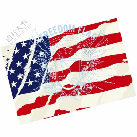 印花矢量图时尚休闲女装T恤图案美国国旗徽章标记免费素材