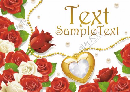 玫瑰的浪漫爱情的情人卡片矢量素材