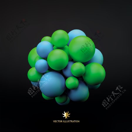 闪亮的3D球体背景矢量素材02