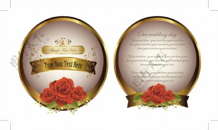 玫瑰花金色欧式label矢量素材图片