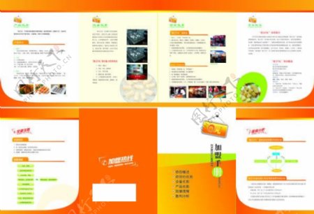 橙色四折页广告设计矢量宣传页