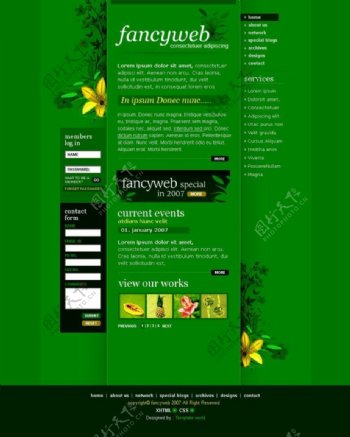 经典绿色背景网页psd模板