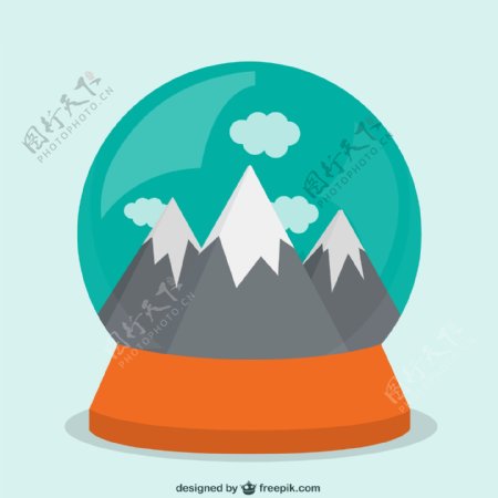雪山风景玻璃球