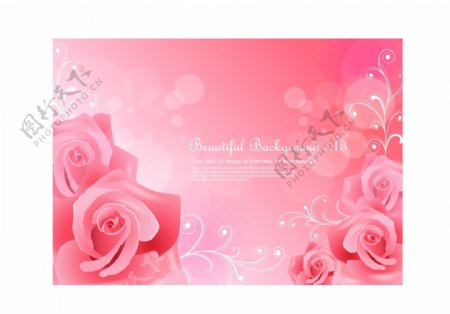 粉红色的玫瑰花背景矢量素材精致玫瑰3