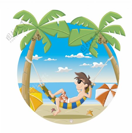 海岛椰子树夏季旅游