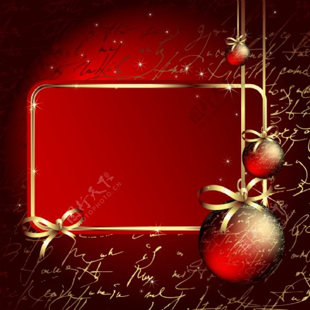 圣诞球红色主题背景矢量图