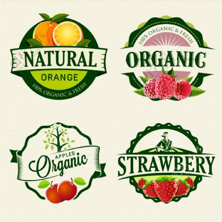 水果标签商标矢量设计素材