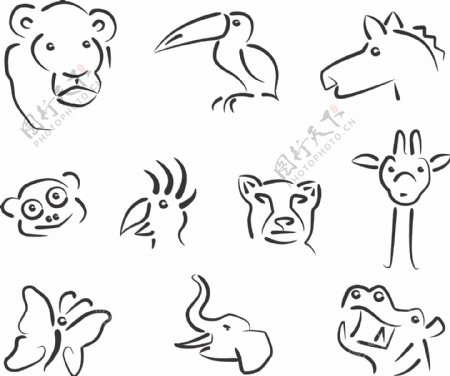 动物剪影标志图片
