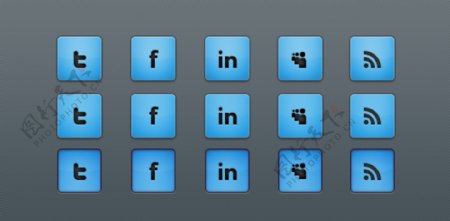5个蓝色方块的社交媒体图标集PSD