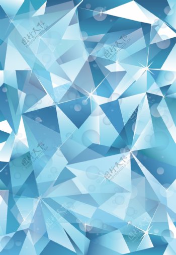 抽象的冰蓝色立体派矢量的背景