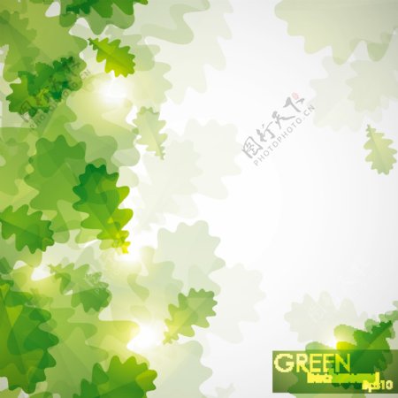 发光的绿色的树叶矢量背景